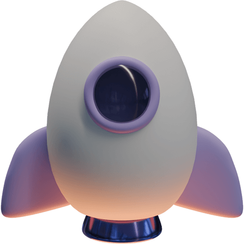A cute 3D illustration of a rocketship made of clay